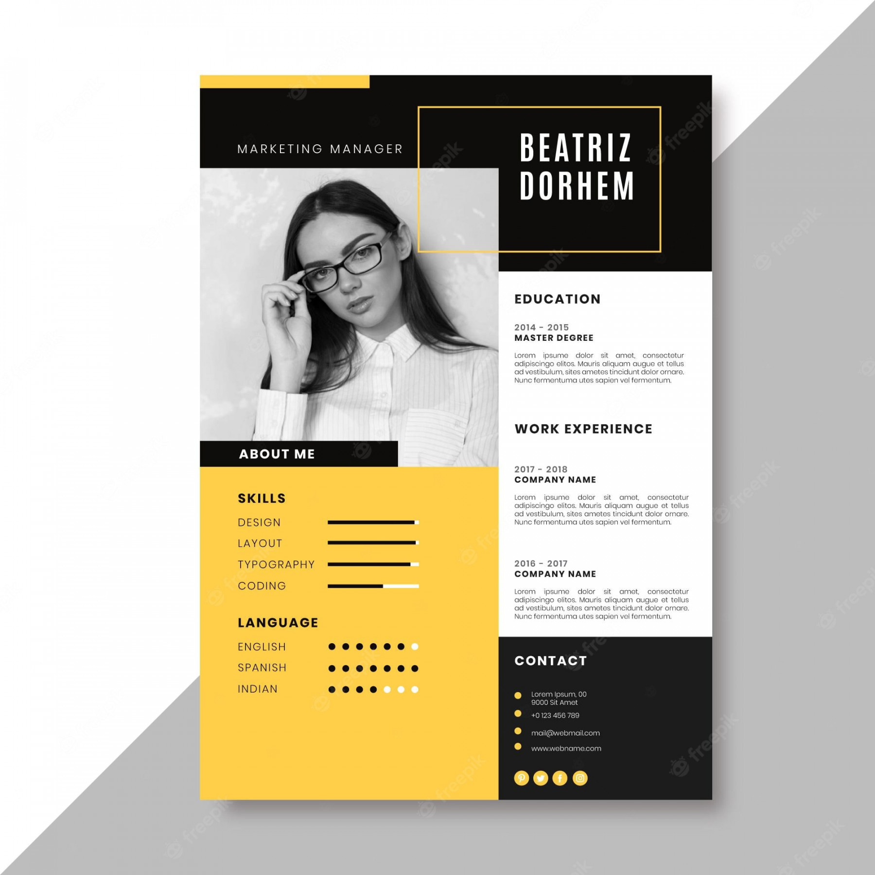 Free Vector  Creative resume template with photo