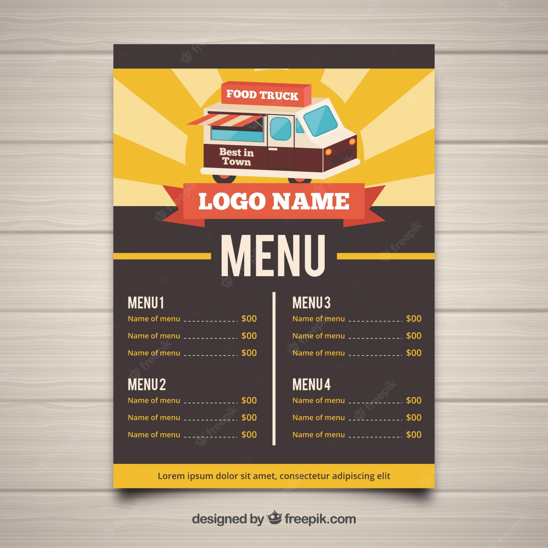 Free Vector  Food truck menu template