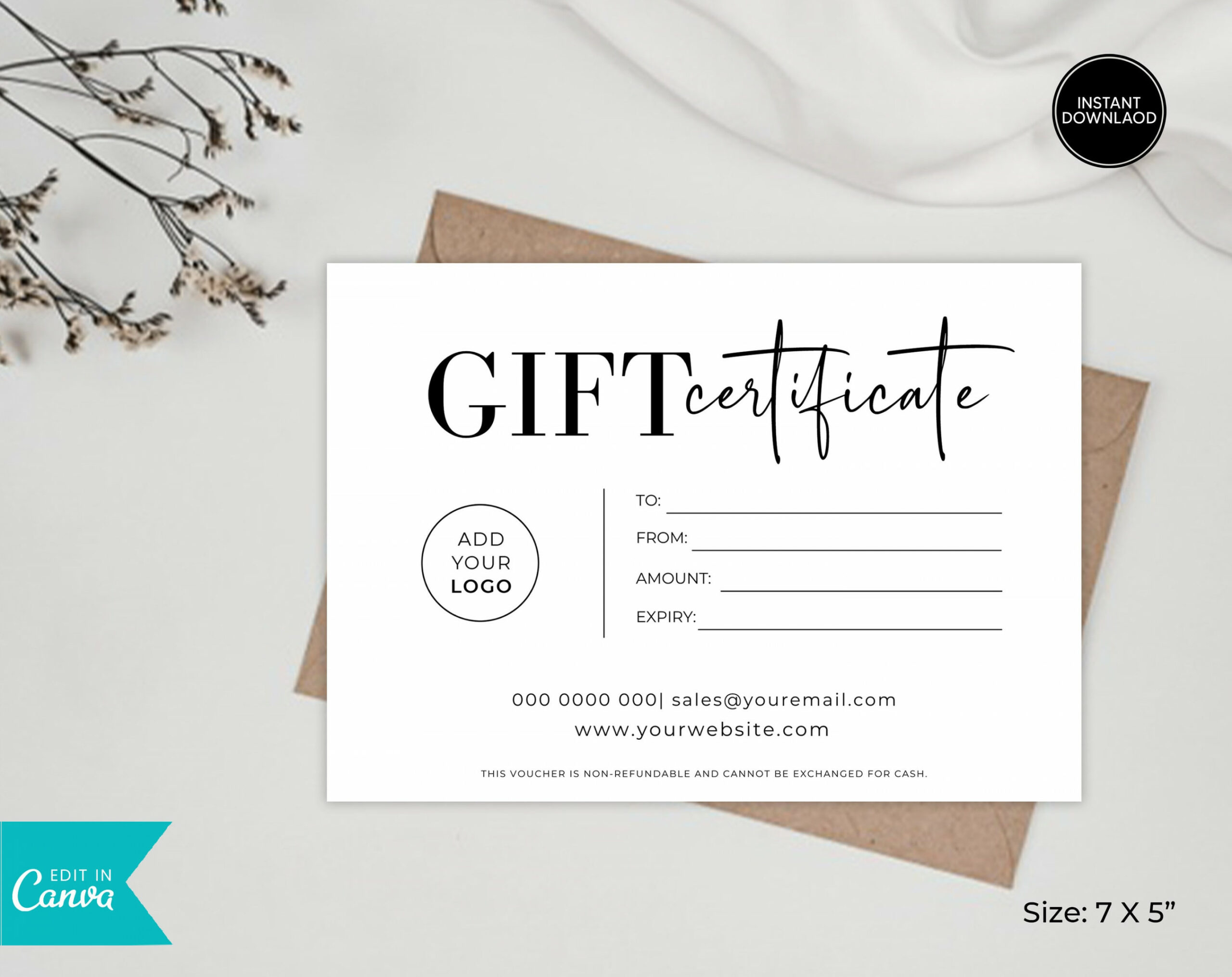 Gift Certificate Template Printable Gift Voucher Template - Etsy