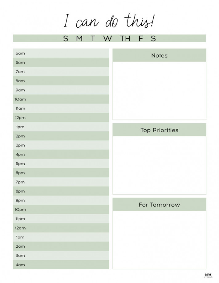 Hourly Planners -  FREE Printables  Printabulls