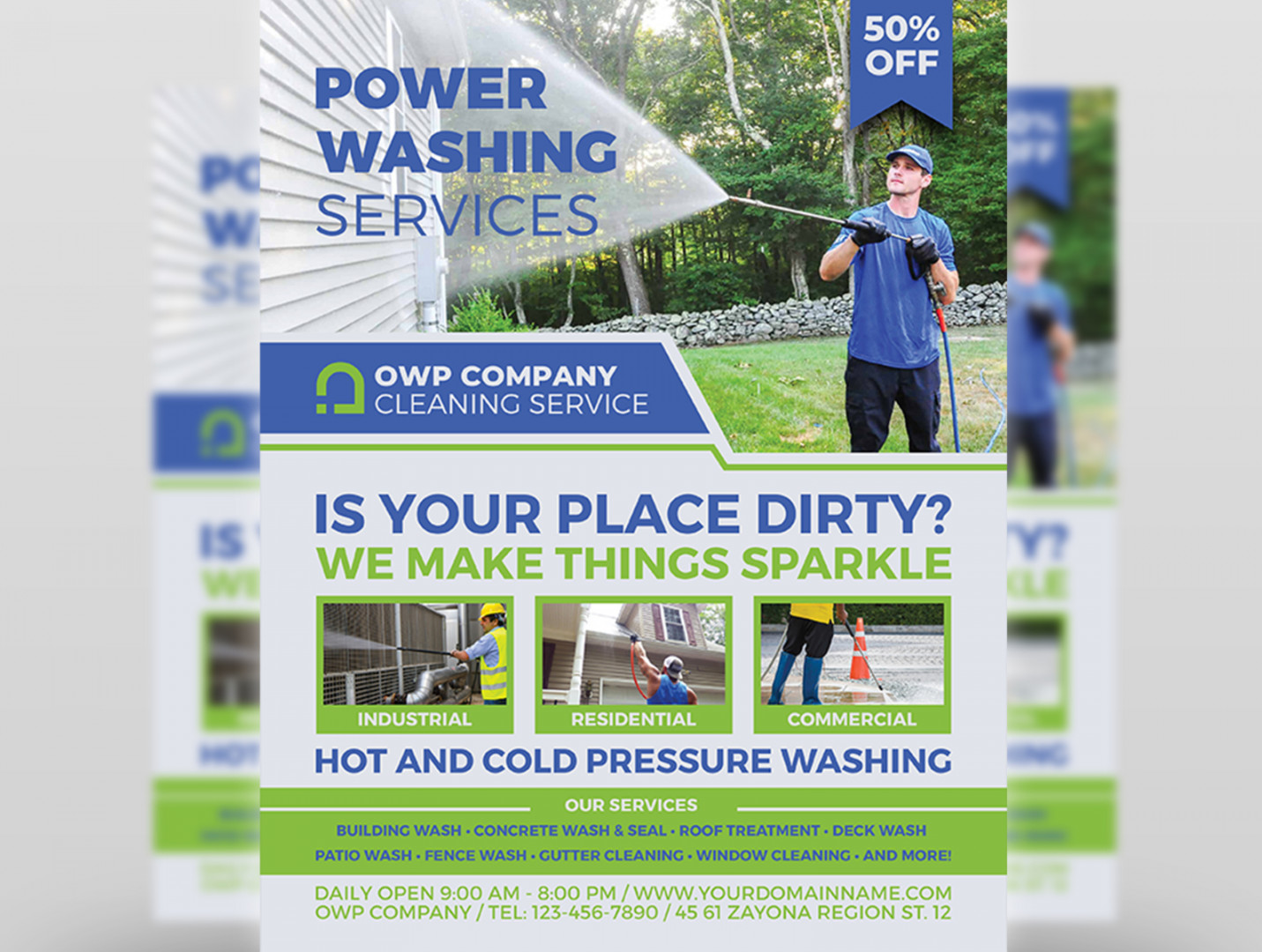 Pressure Cleaning and Power Washing Flyer Template by OWPictures