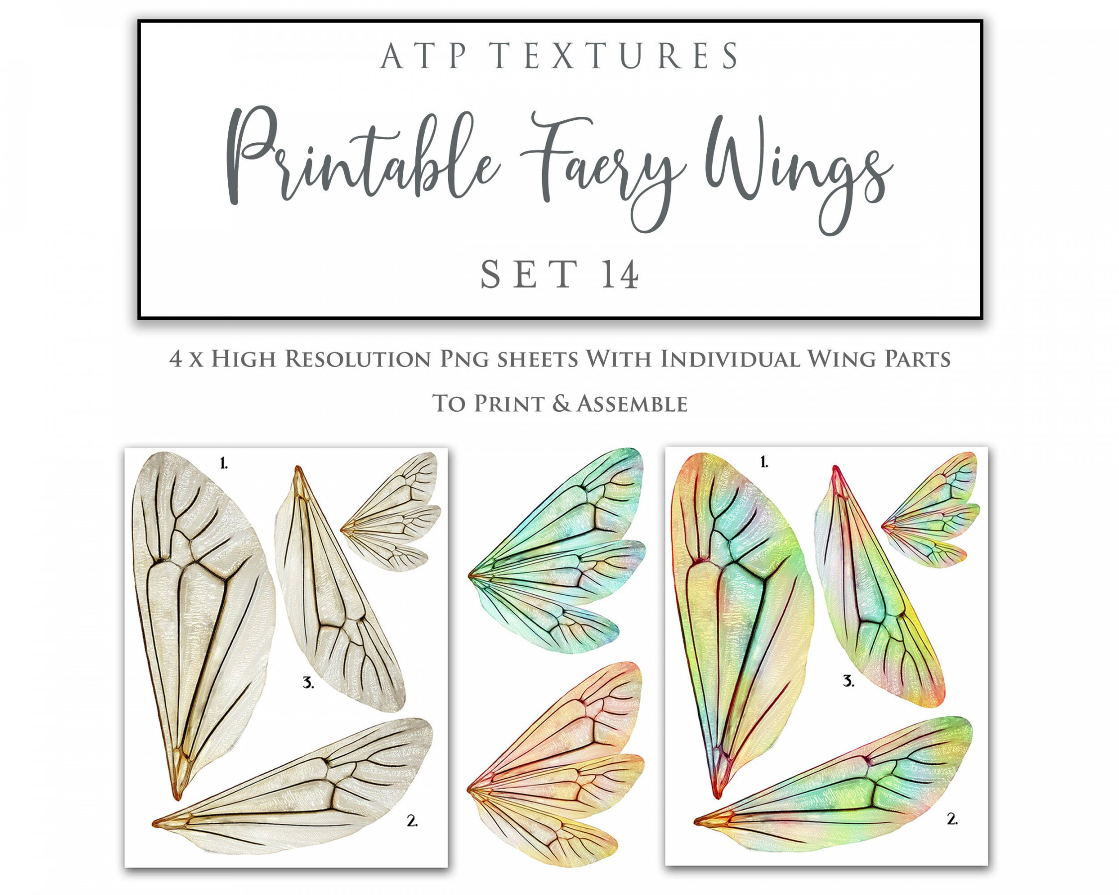 PRINTABLE FAIRY WINGS Set  Print Pattern Template - Etsy