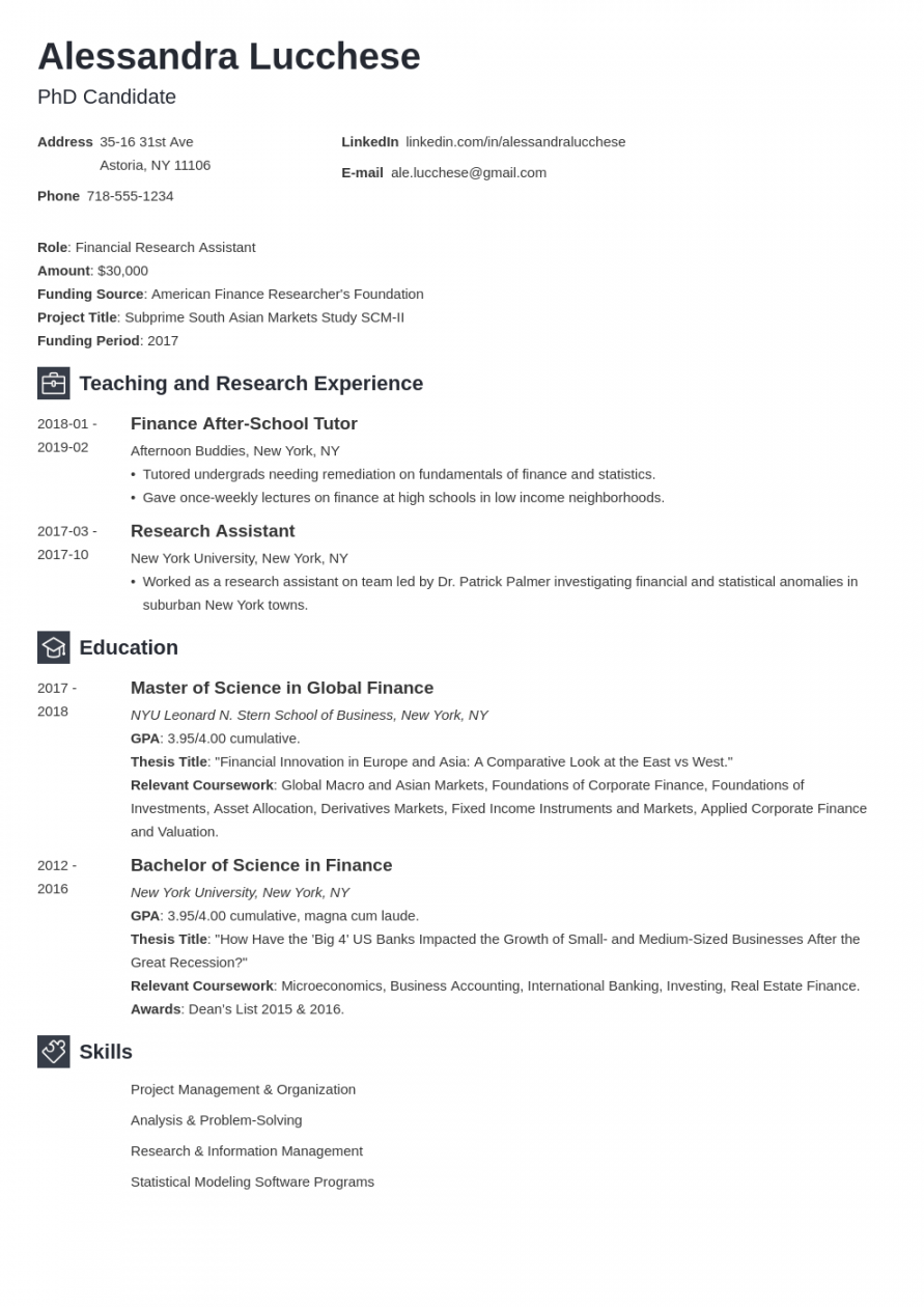 Resume for Graduate School Application [Template & Examples]