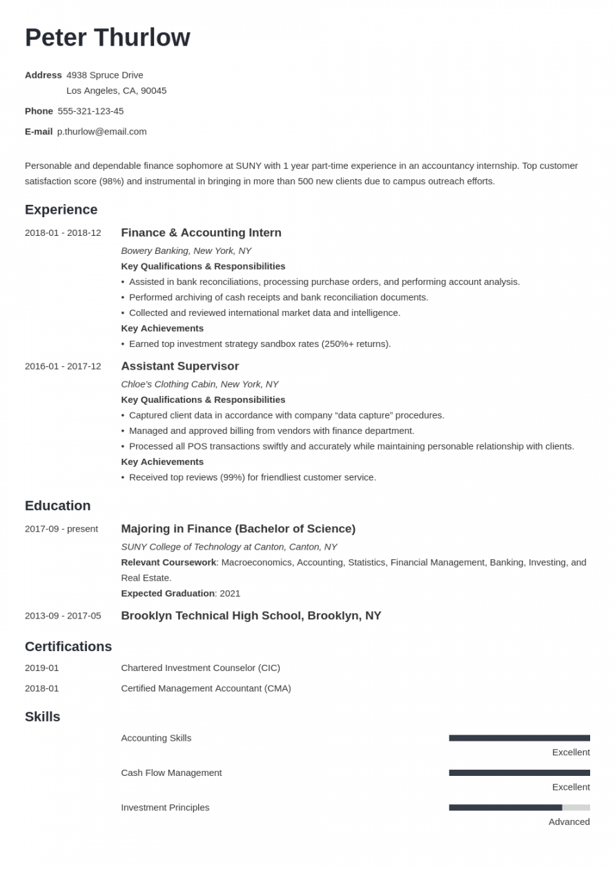 Resume for Internship: Template & Guide (+ Examples)