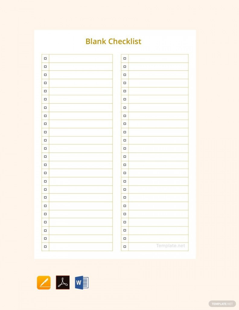 Sample Blank Checklist Template - Download in Word, Google Docs