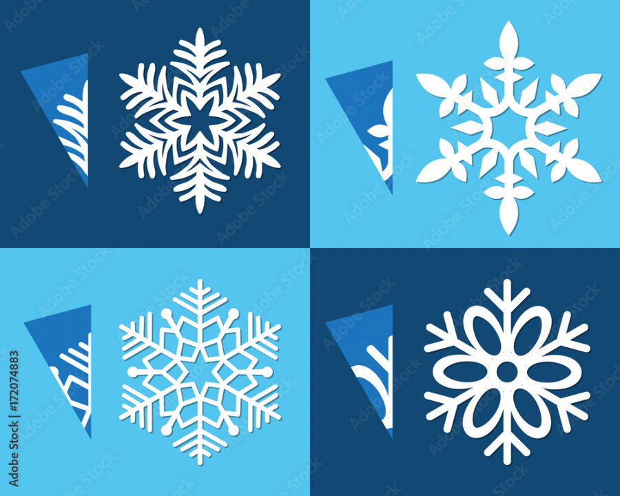 Template cut out paper snowflake for cutting manually isolated on