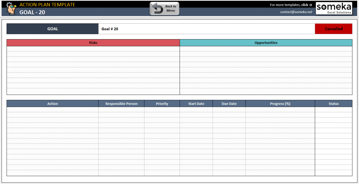 Action Plan Excel Template