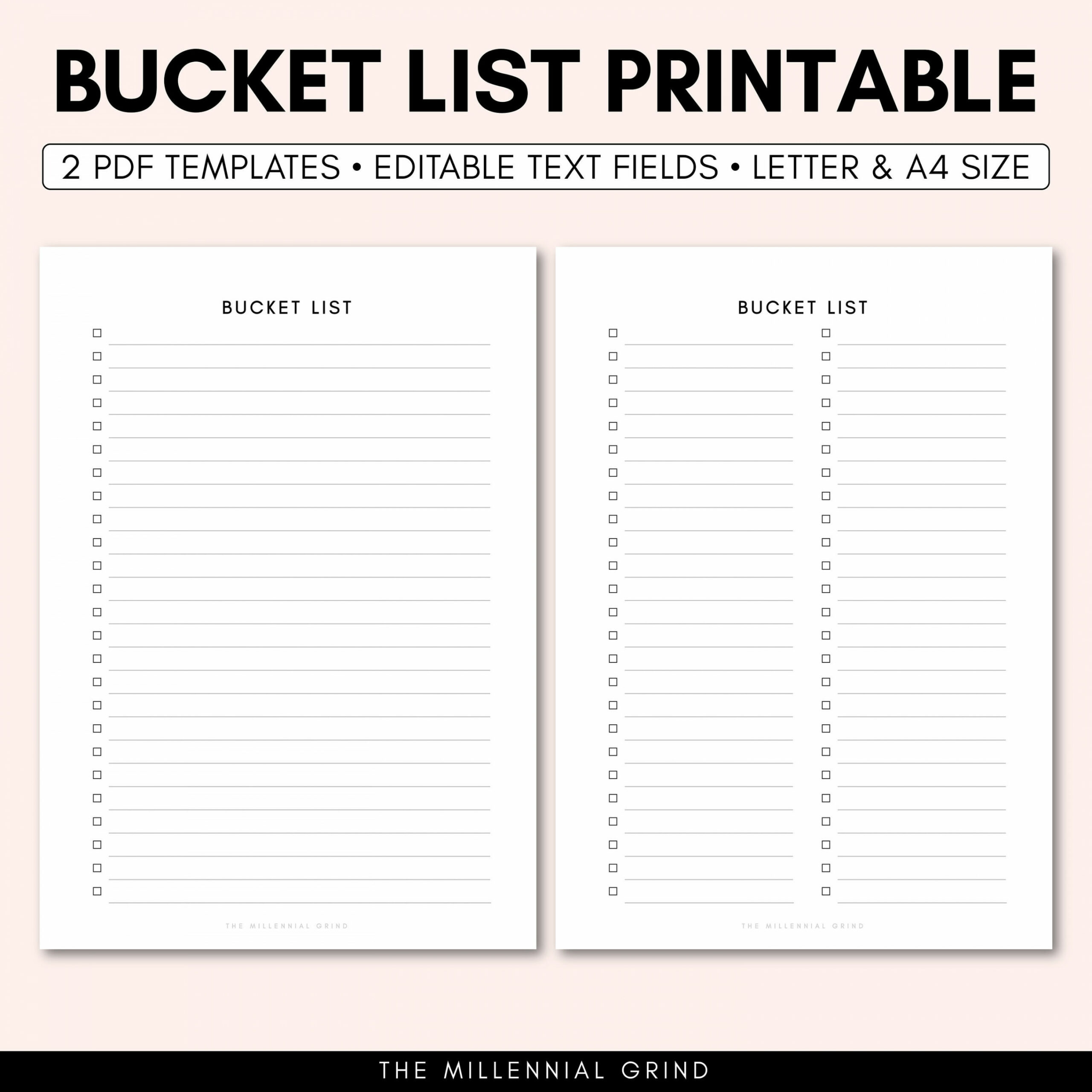 Bucket List Printable Bucket List Printable Insert Bucket - Etsy