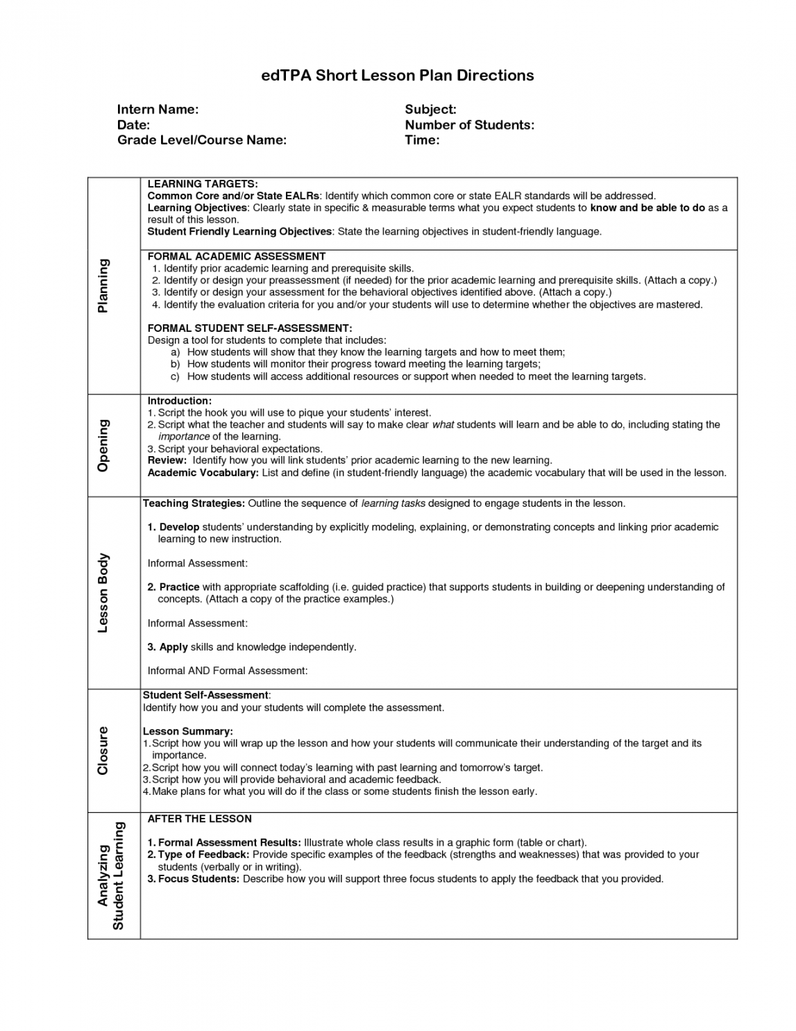 edTPA Lesson Plan Template  Education lesson plans, Lesson plan