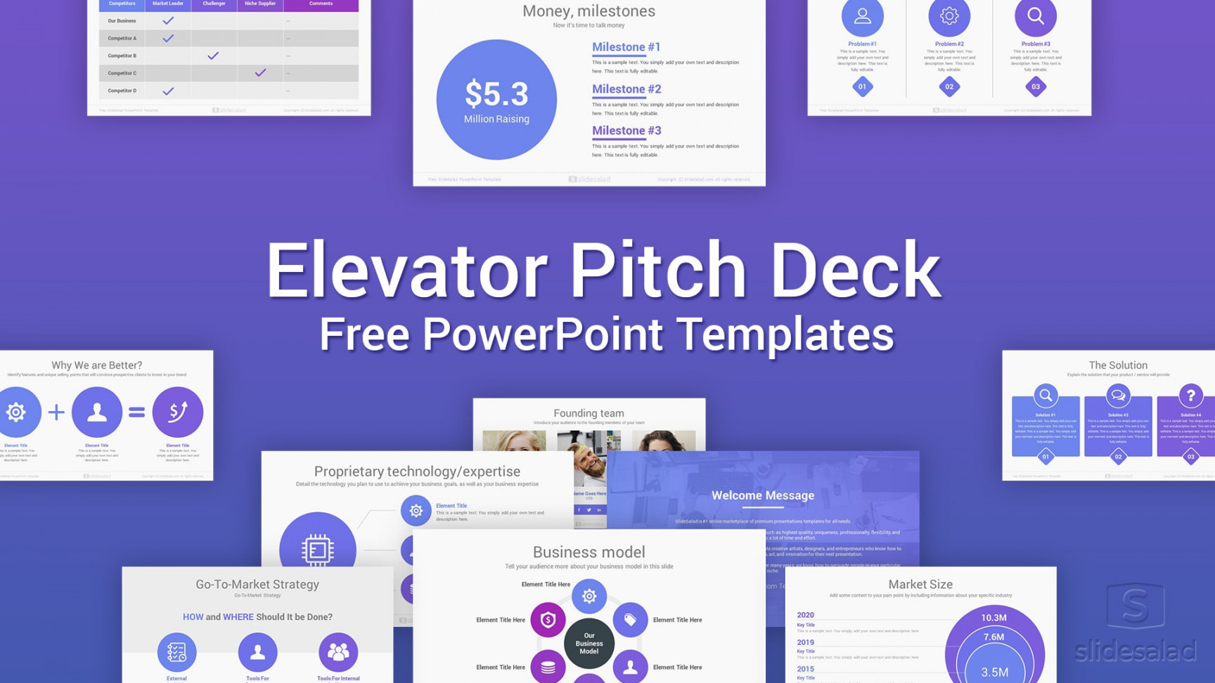 Elevator Free Pitch Deck PowerPoint Template - SlideSalad