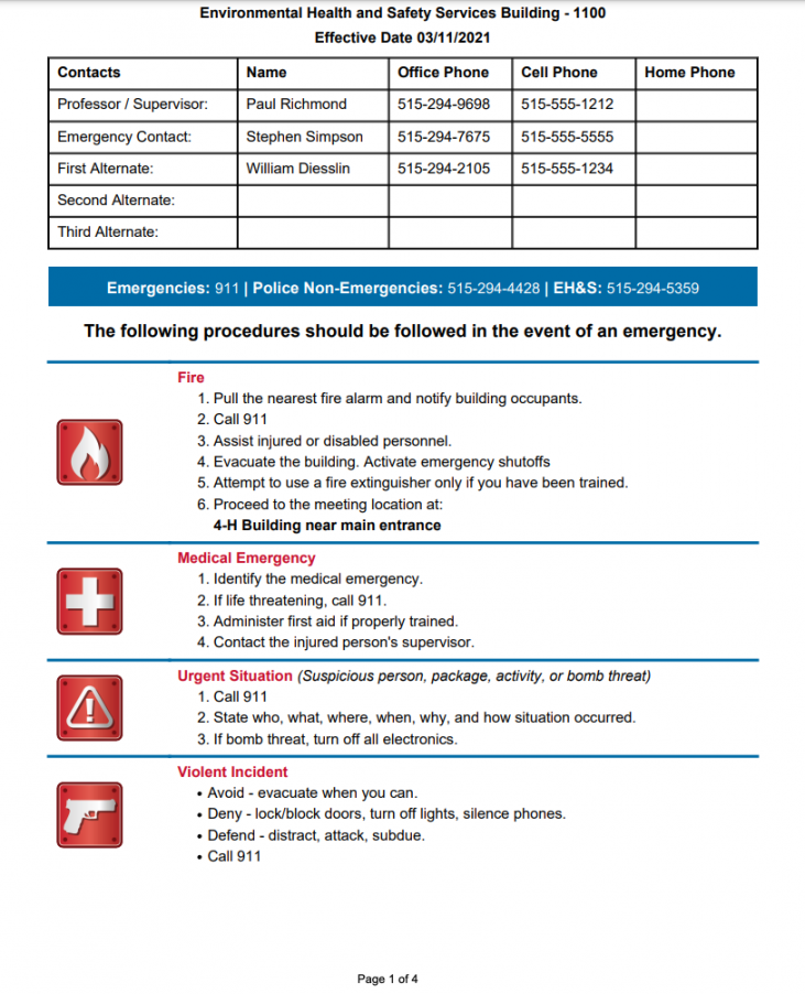 Emergency Action Plans  Environmental Health and Safety  Iowa