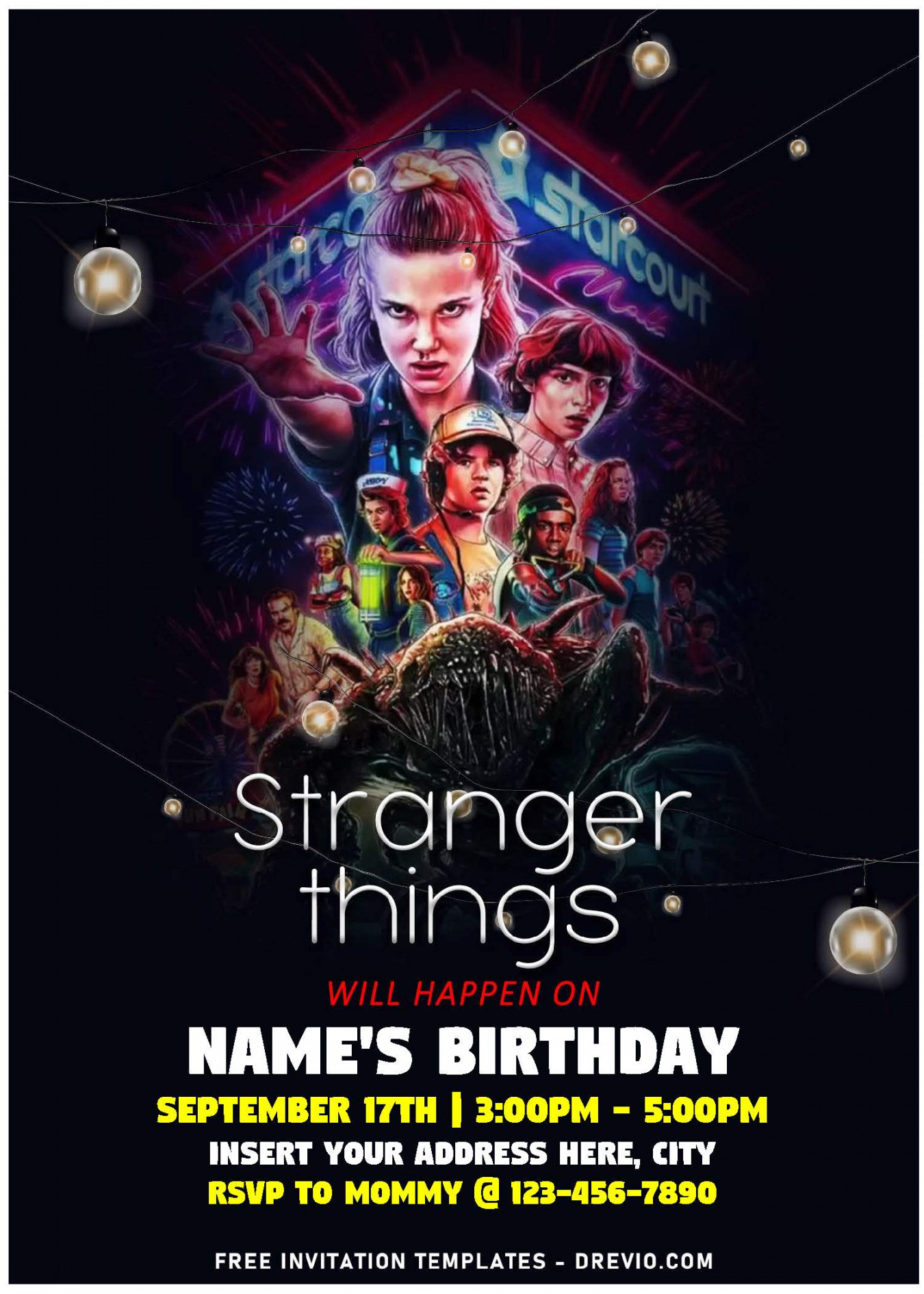 Free Editable PDF) Awesome Stranger Things Sleepover Birthday