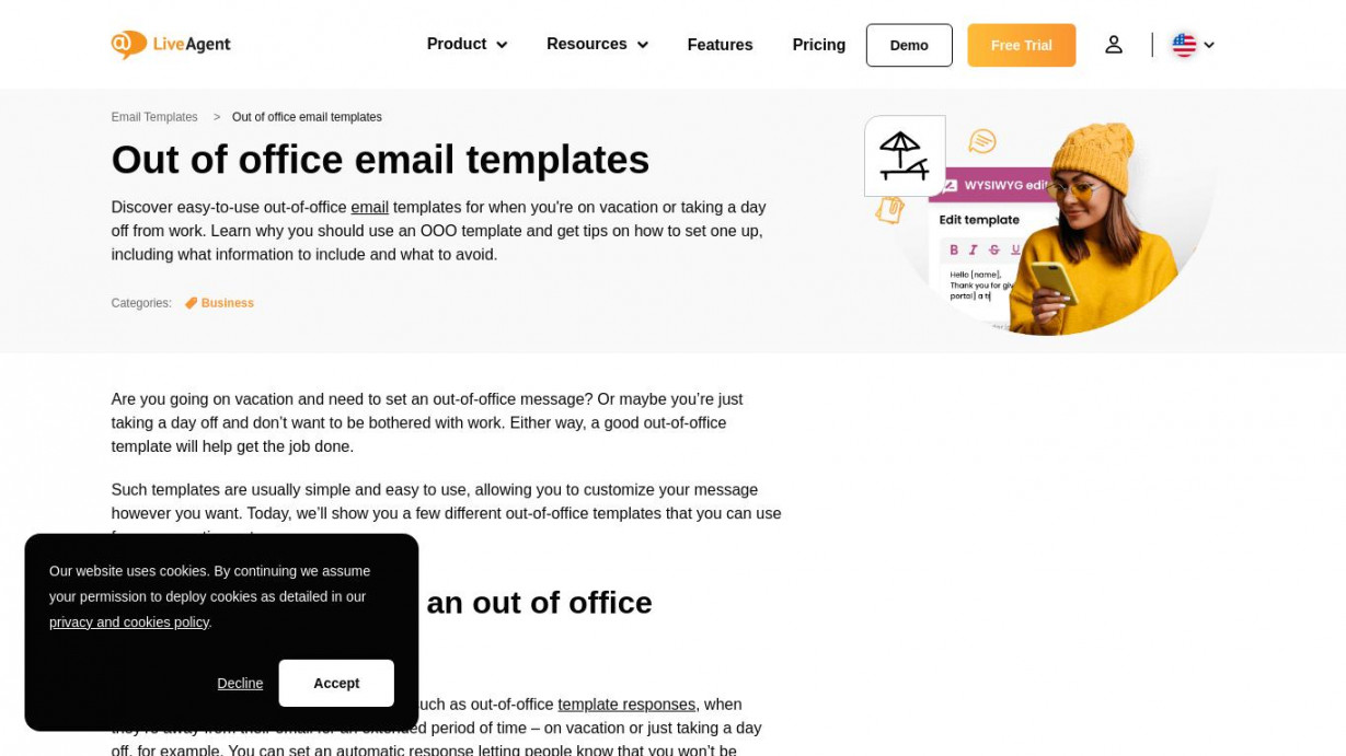 Out of Office Email Templates (Copy&Paste as Auto Reply)  LiveAgent