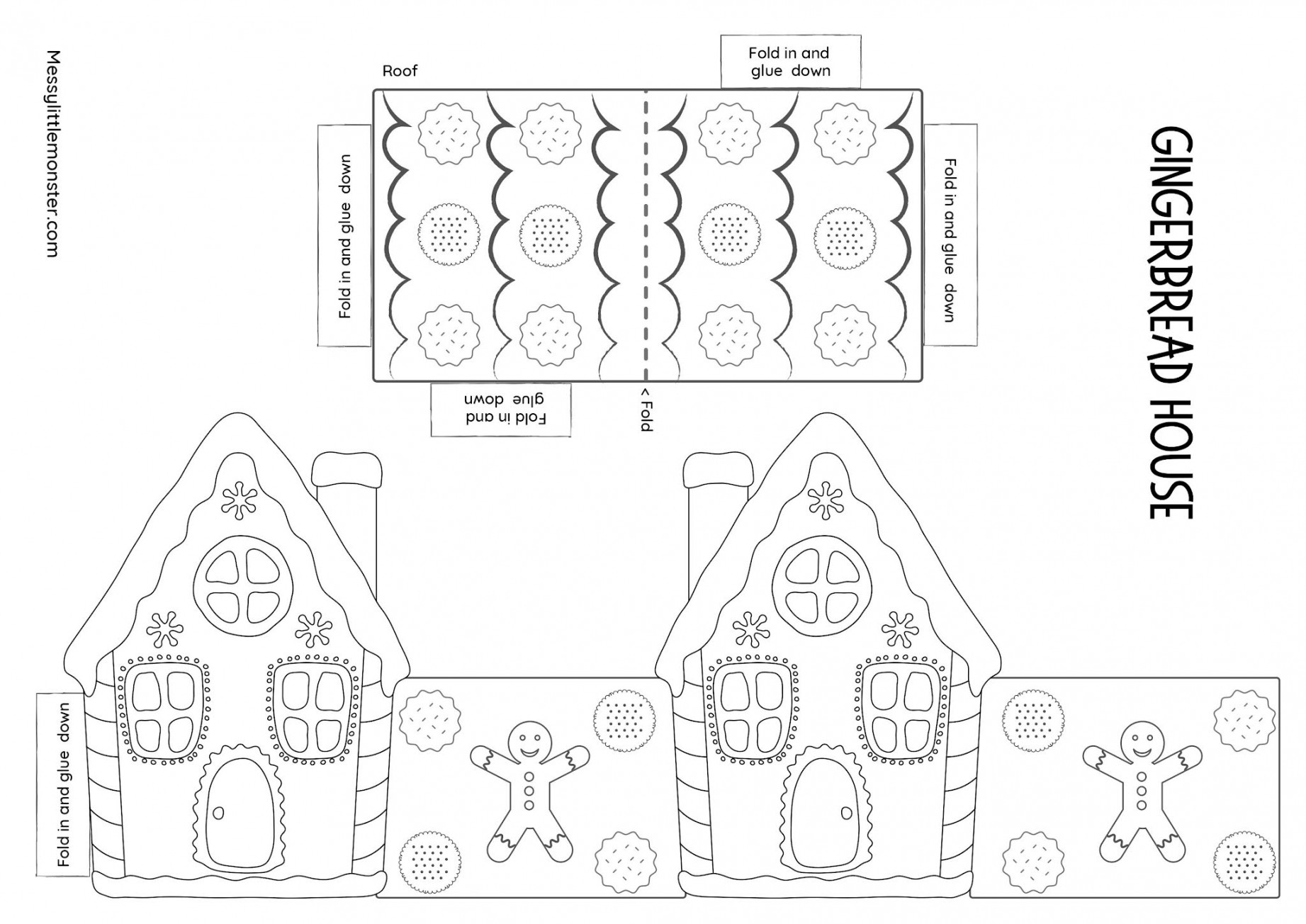 Paper Gingerbread House (template included) - Messy Little Monster