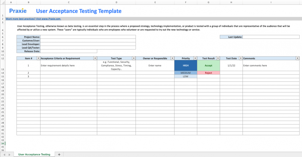 User Acceptance Testing Template – Change Management Software