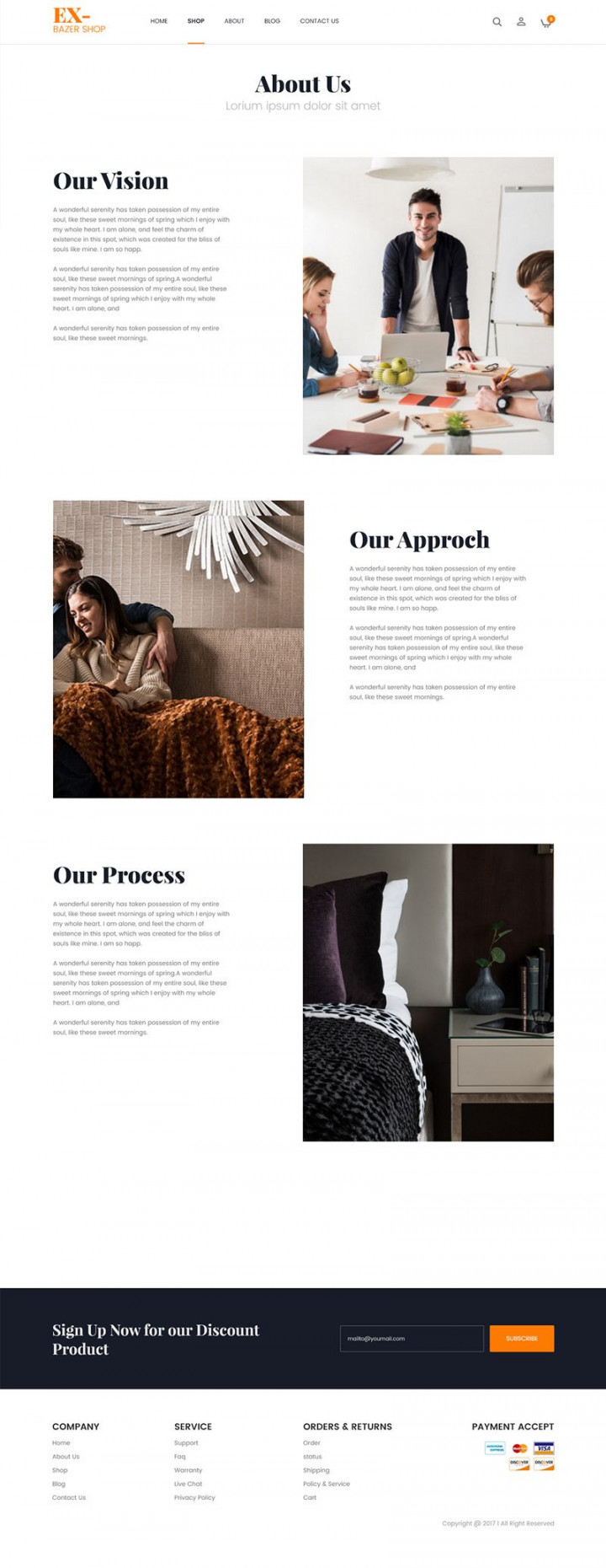 About US" page template for an eCommerce website