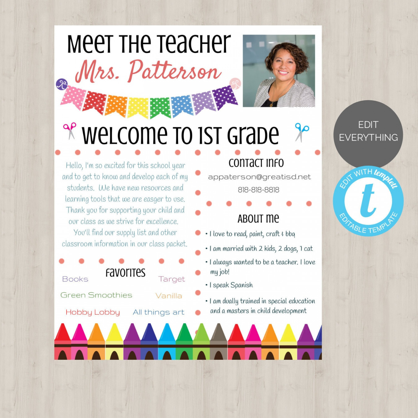 Editable Meet the Teacher Template Welcome Back to School - Etsy