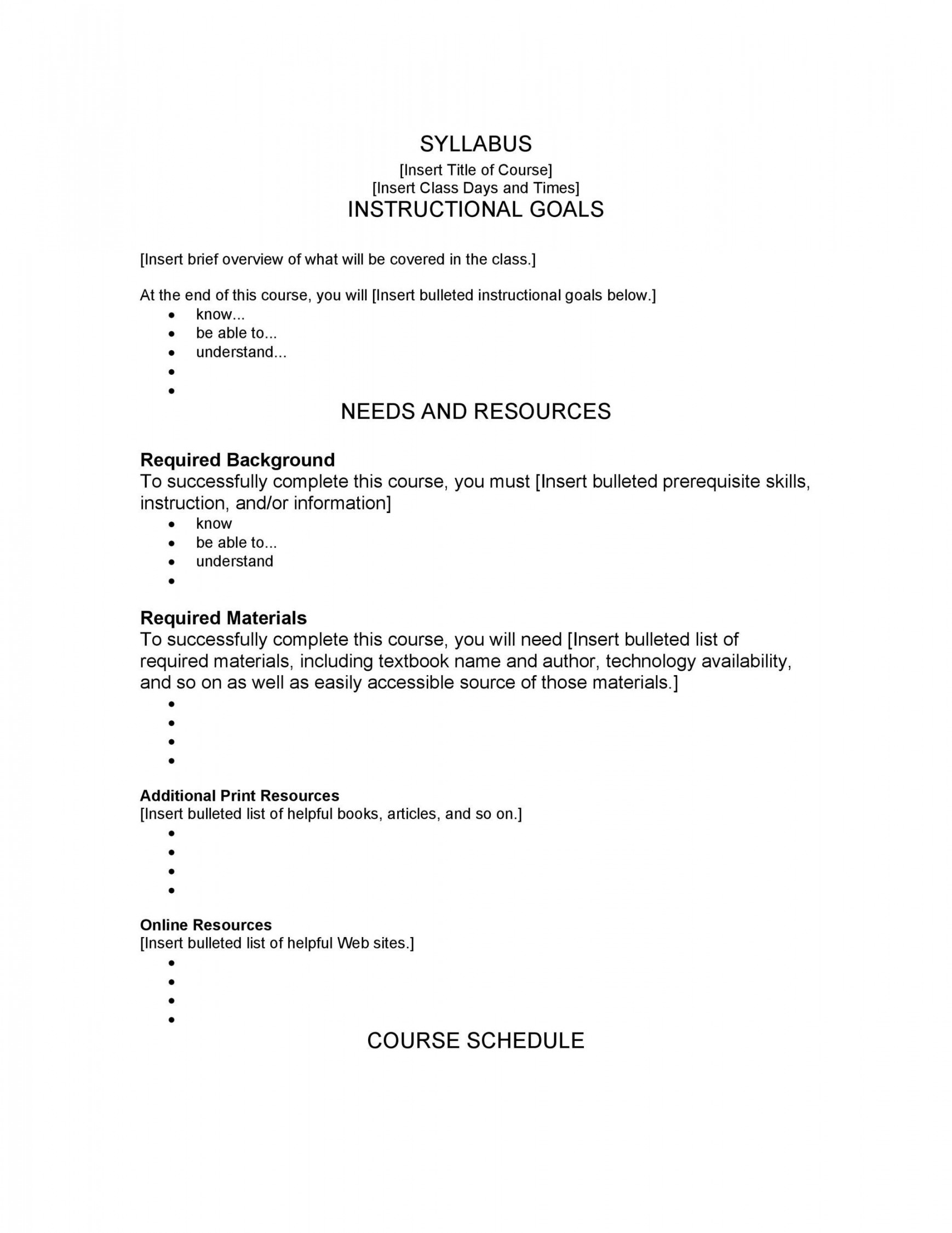 Editable Syllabus Templates (Course Syllabus) ᐅ TemplateLab