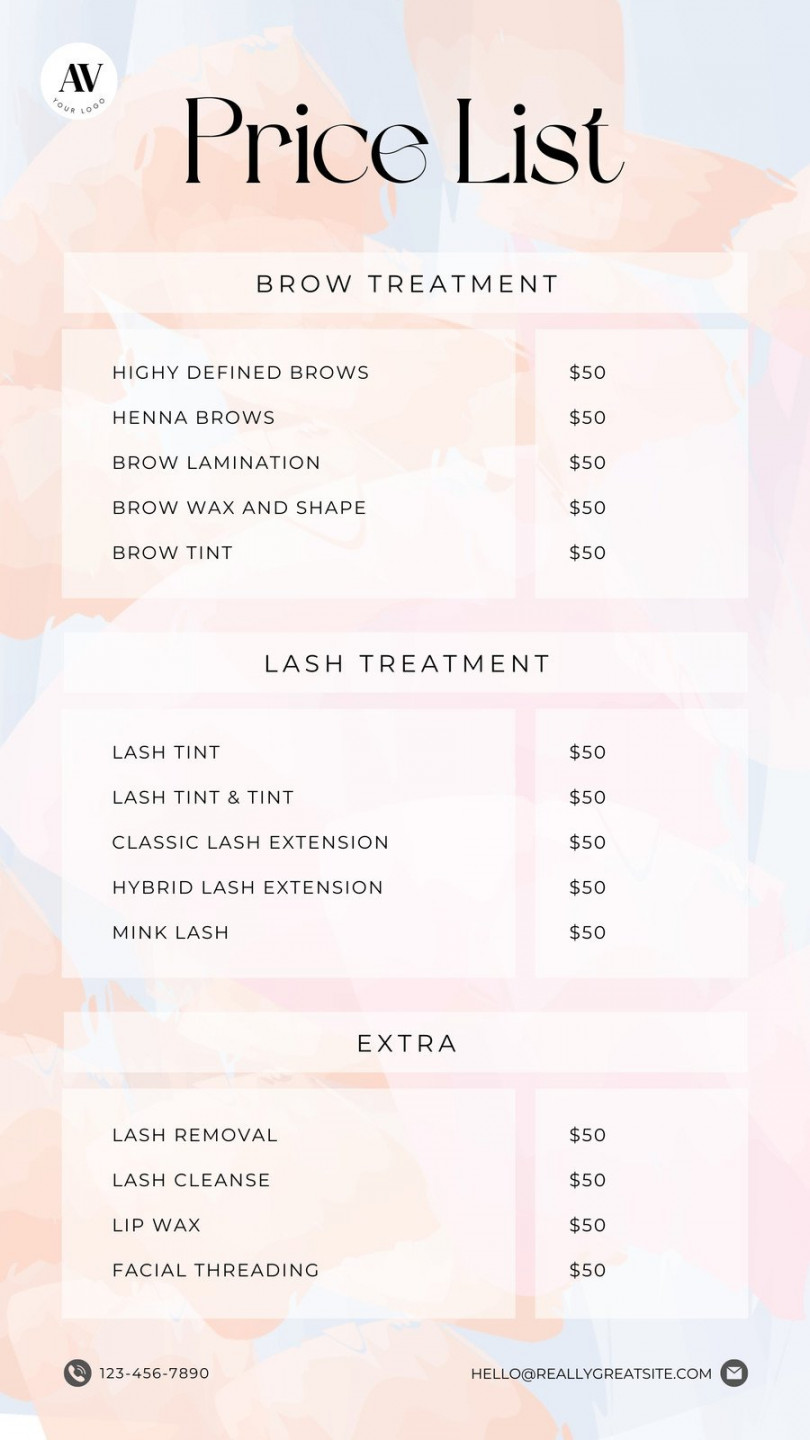 Free and customizable price list templates