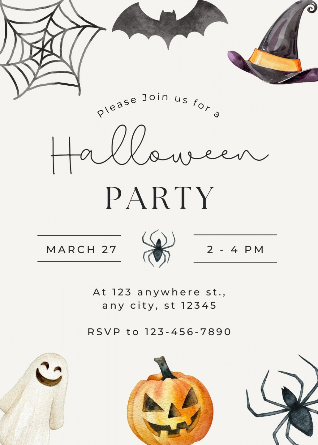 Free custom printable Halloween invitation templates  Canva