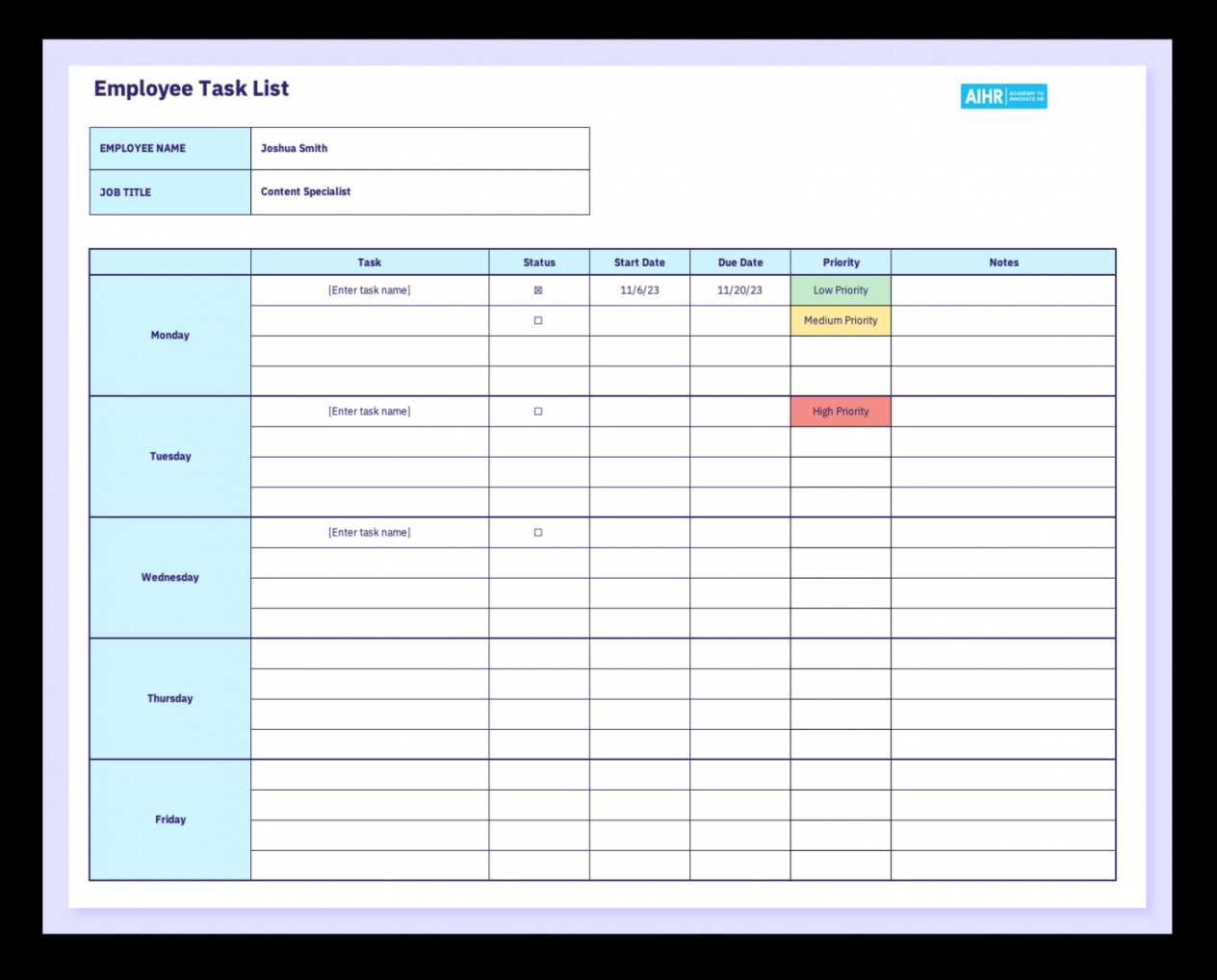 Free Employee Task List Template and Actionable Guide for  - AIHR