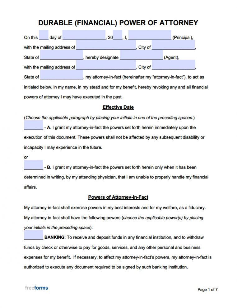 Free Power of Attorney Forms  PDF  WORD