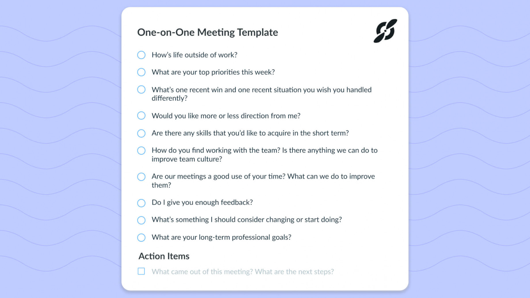 One-on-One Meeting Template: Top  Questions to Ask Direct Reports