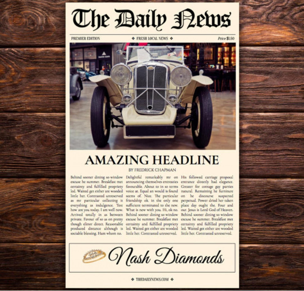 Page Newspaper Template Google Docs .x4 inch - Etsy