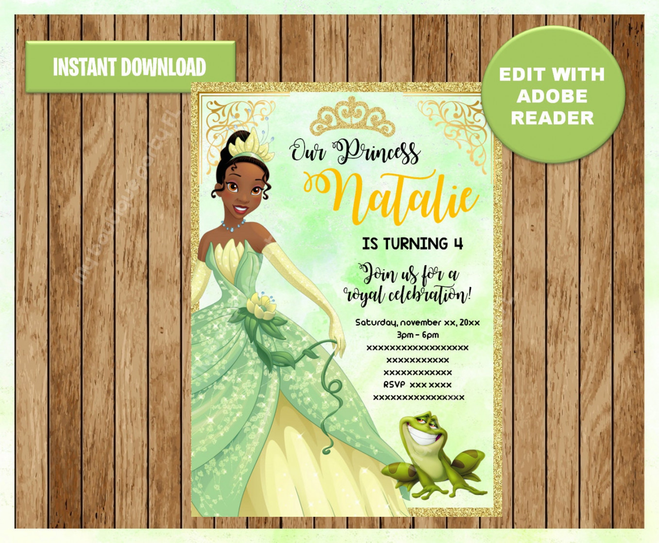 Princess Tiana Party Invitation the Princess and the Frog - Etsy