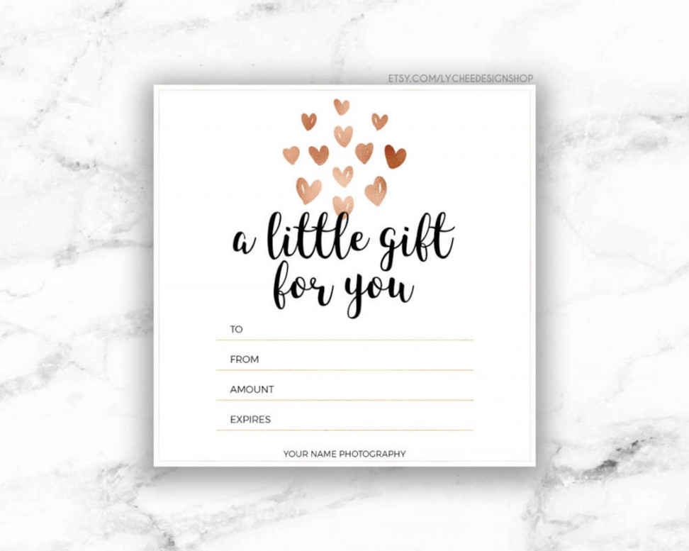 Printable Rose Gold Hearts Gift Certificate Template - Etsy