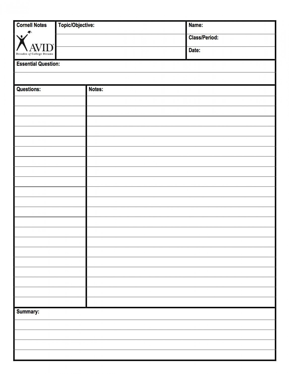 Related image  Cornell notes, Cornell notes template, Cornell