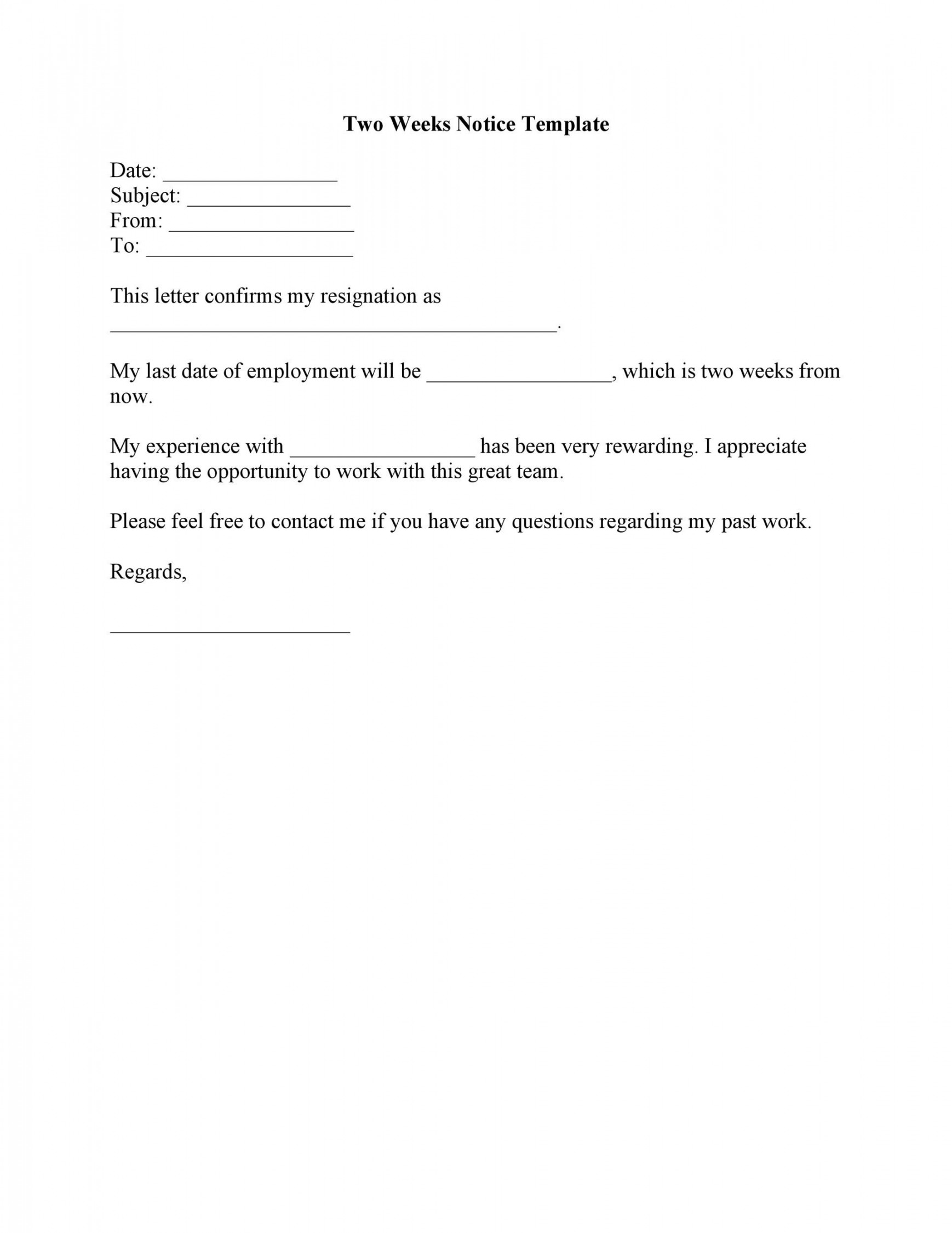 Two Weeks Notice Letters (& Resignation Letter Templates)