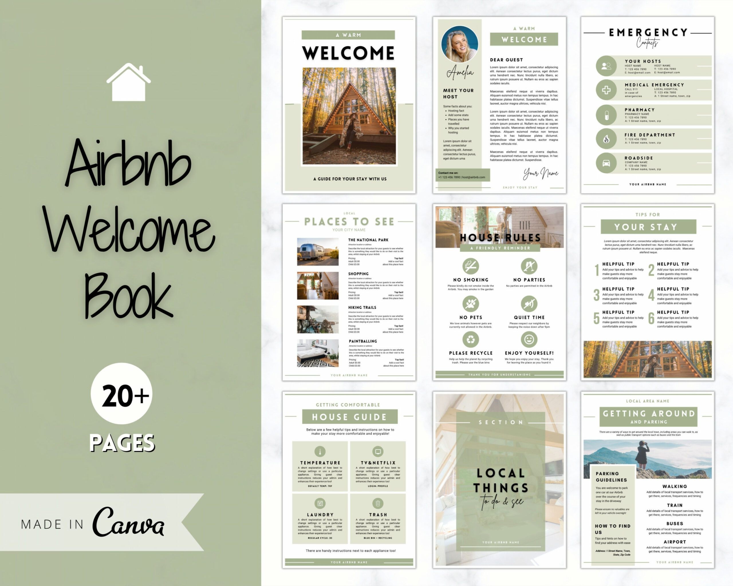 Welcome Book Template Airbnb Welcome Guide Editable Canva - Etsy