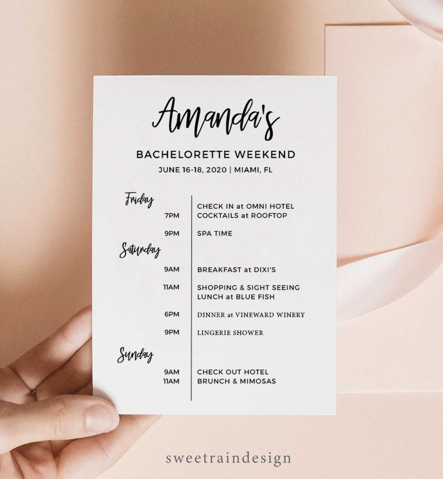 Bachelorette Itinerary Template Printable Bachelorette - Etsy