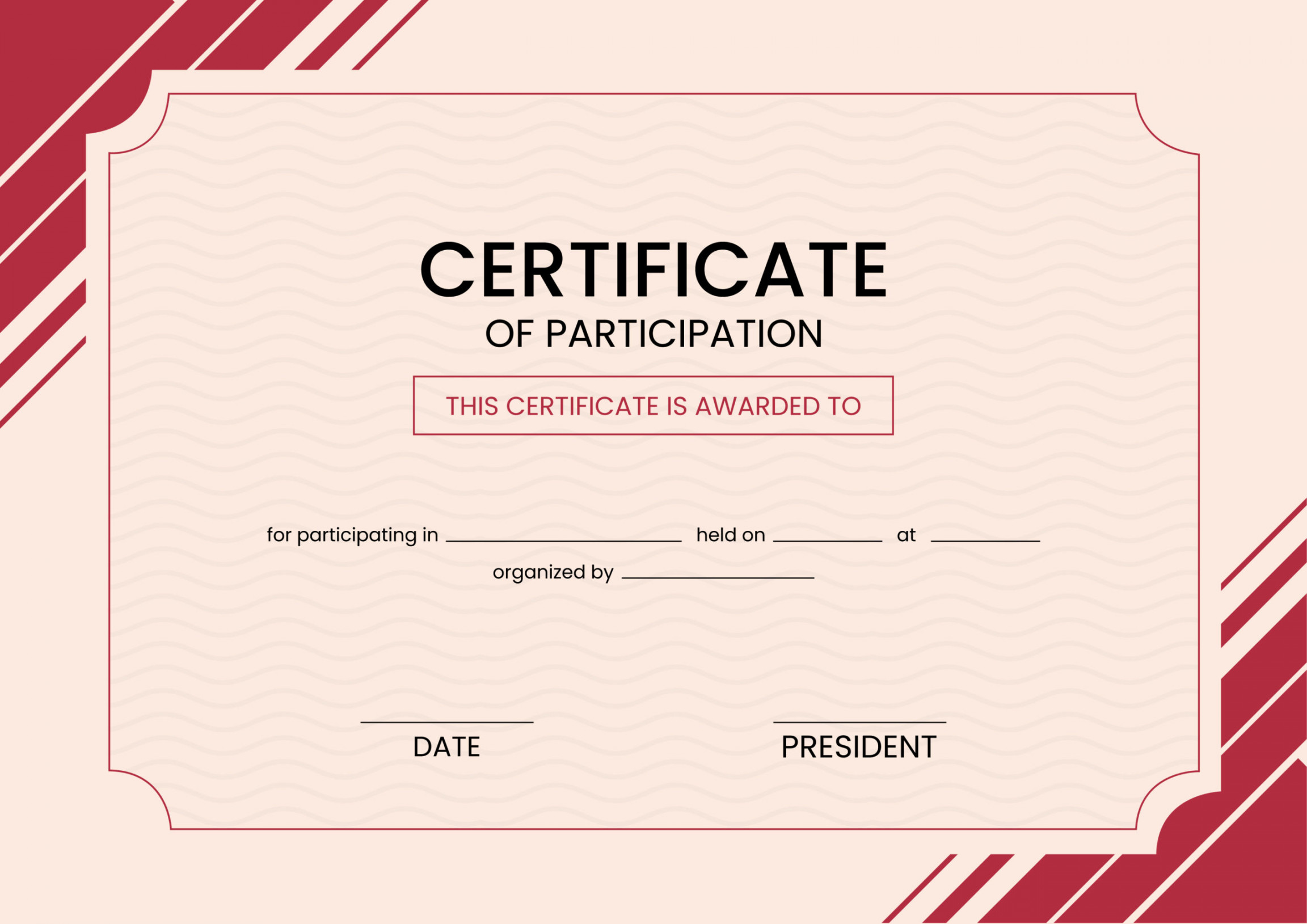 Certificate of Participation Template - Free Printable • The