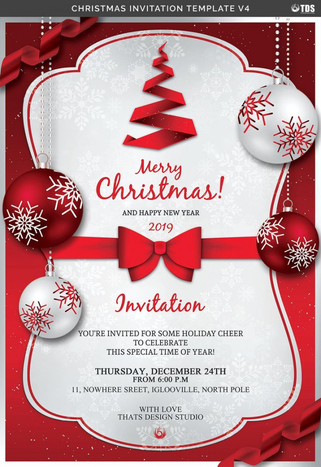 Christmas Invitation Template V  Free christmas invitation