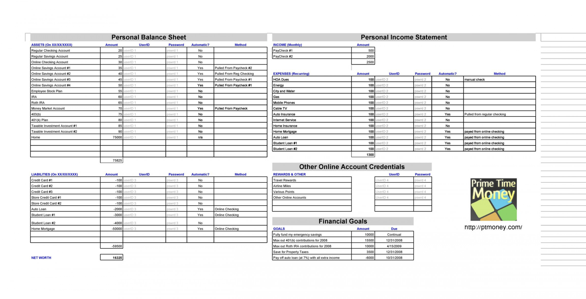 Excel Personal Balance Sheet Templates (& Examples) ᐅ TemplateLab