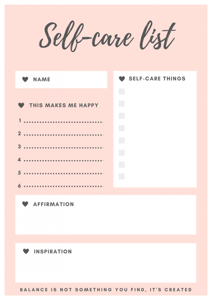 Free printable self-care planners