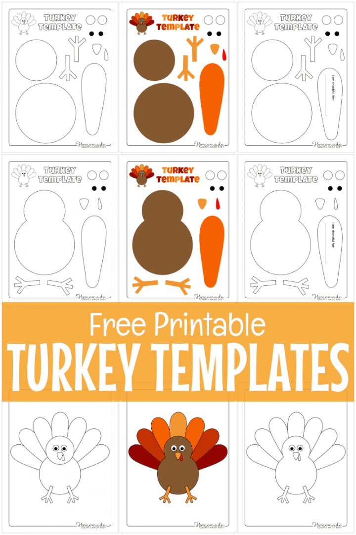 Free Printable Turkey Templates for Thanksgiving Crafts