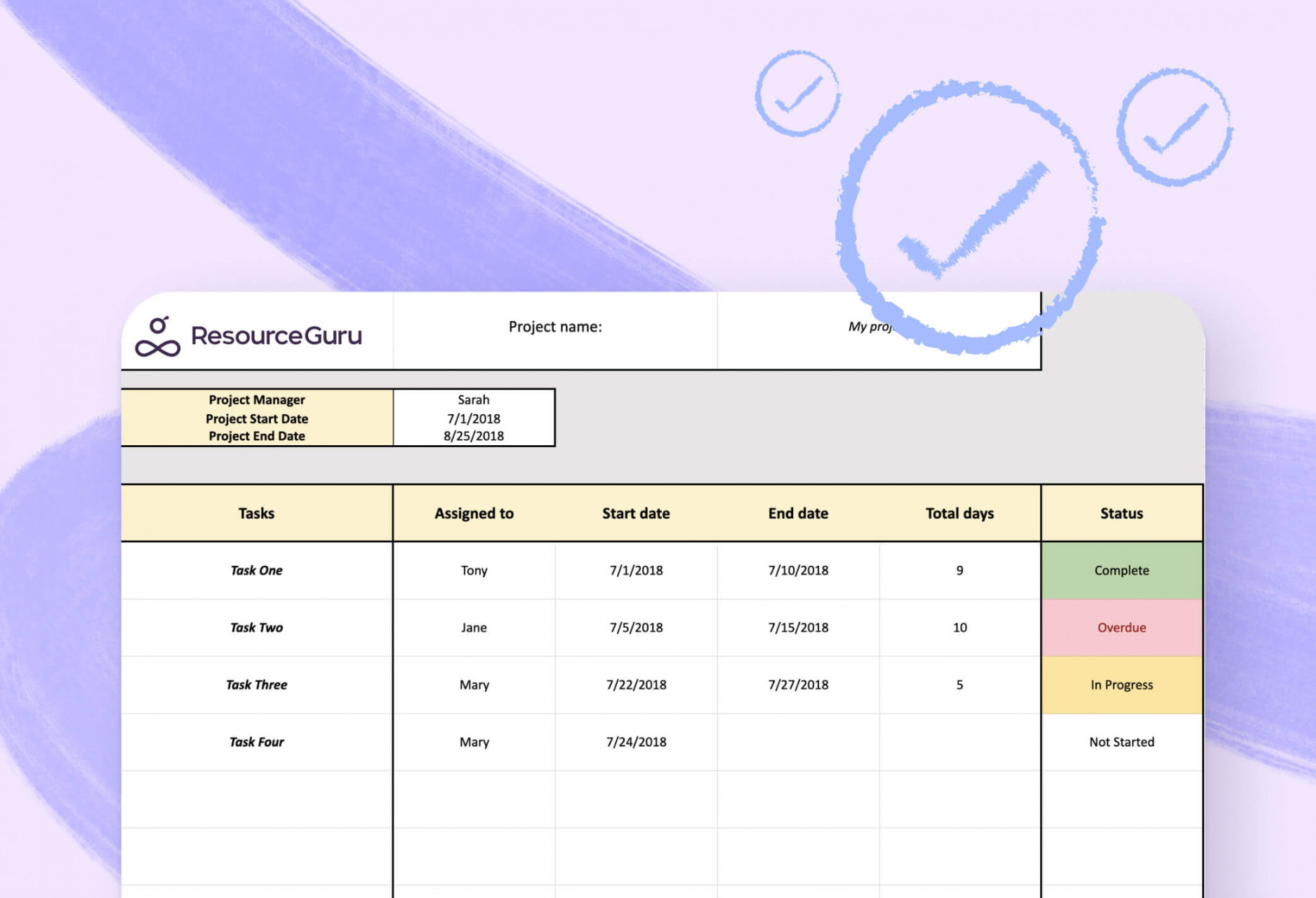 Free project plan template for Excel