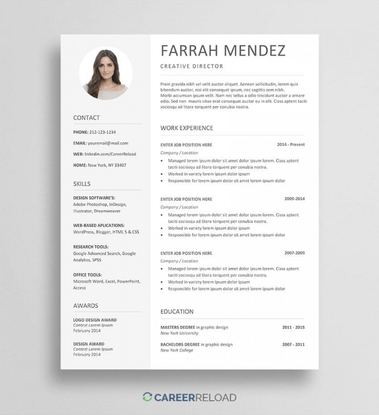 Free Resume Template Download for Word - Resume With Photo