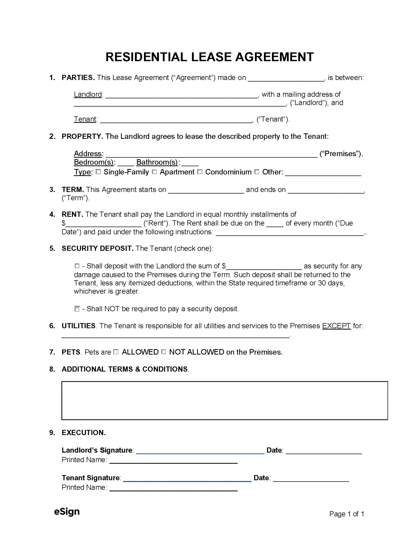 Free Simple (-Page) Lease Agreement Template  PDF  Word