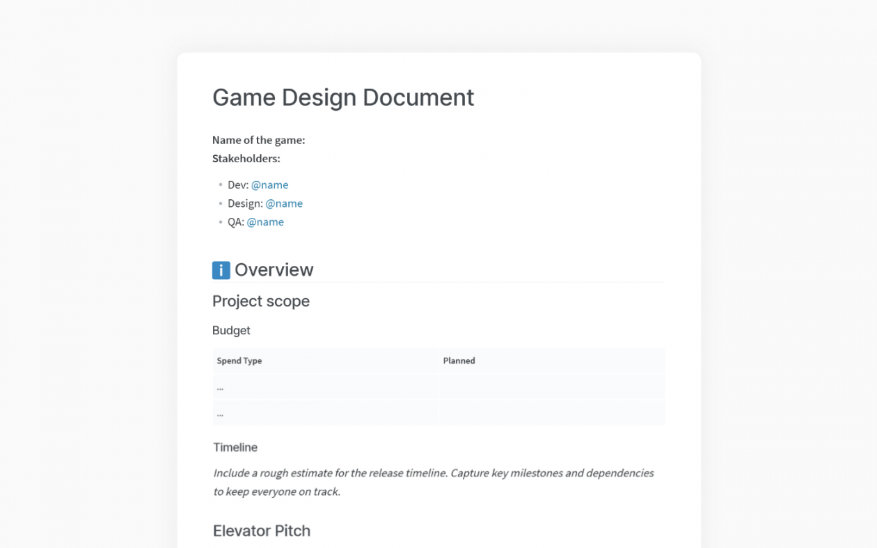 Game Design Document Template