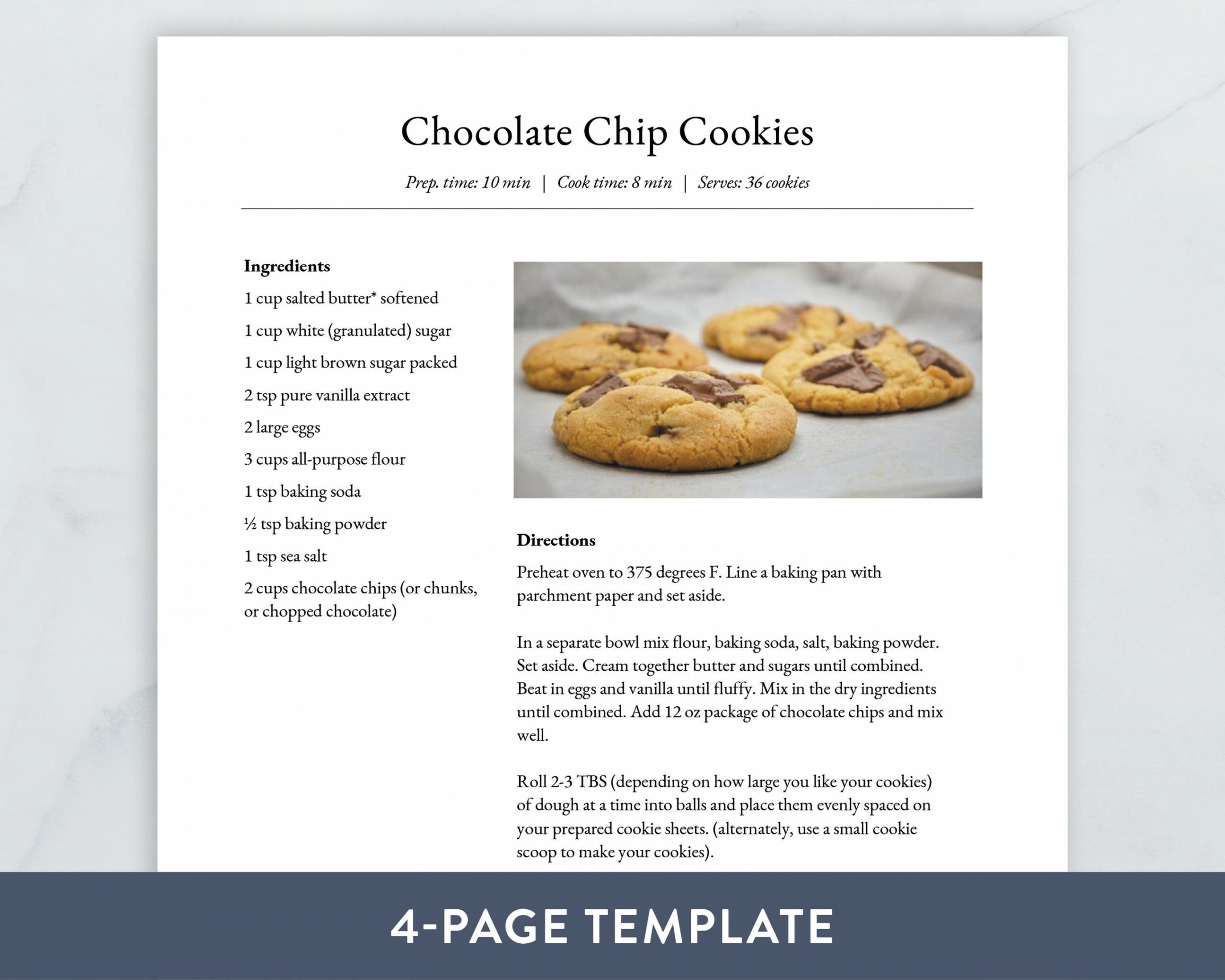 Recipe Template for MS Word Google Docs and Mac Apple Pages - Etsy