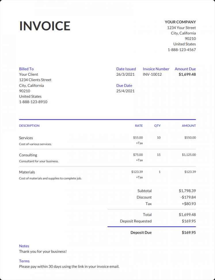 Self Employed Invoice Templates