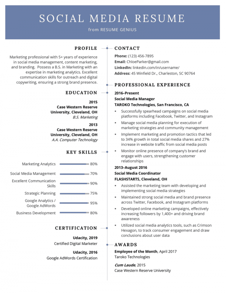 Social Media Manager Resume Examples for