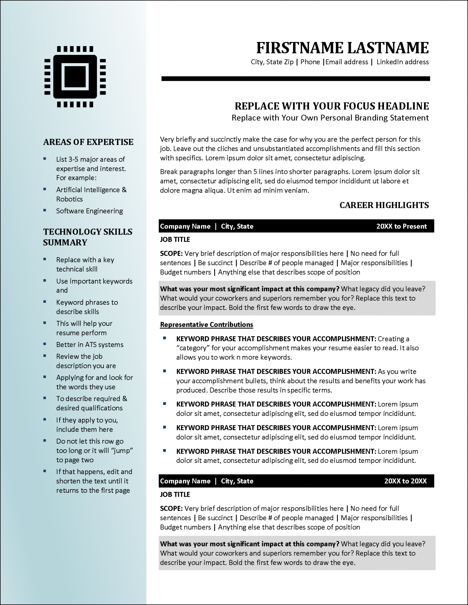 Computer Science Resume Template  Distinctive Resume Templates