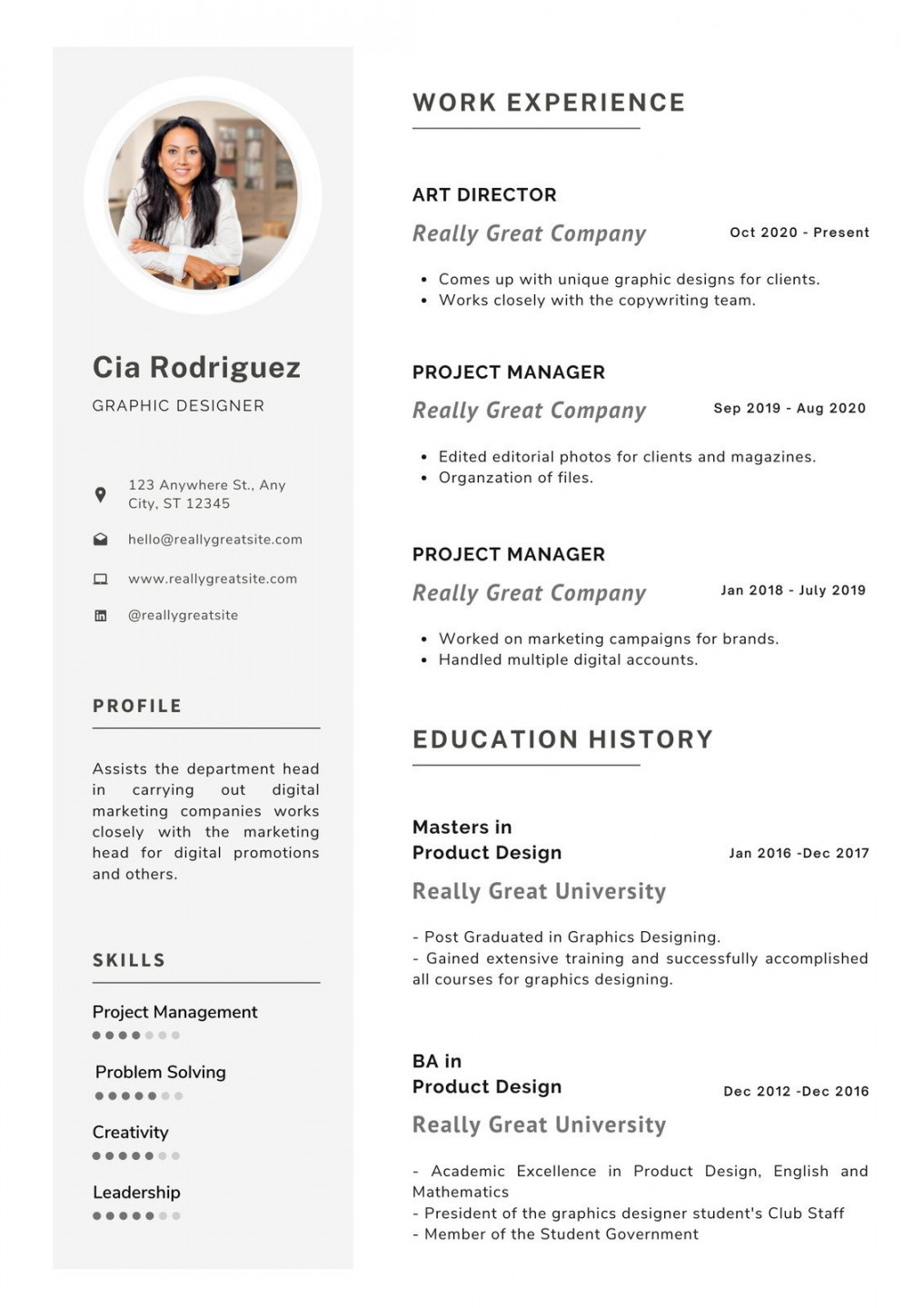 Free, custom printable graphic design resume templates  Canva