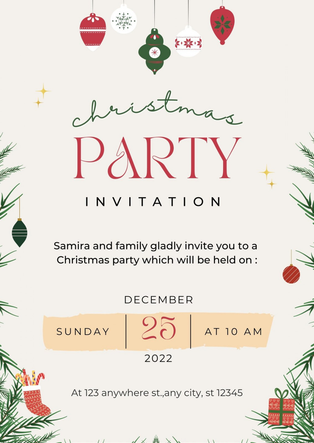 Free custom printable square holiday invitation templates  Canva