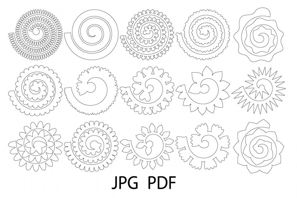 Rolled Paper Flower Templates SVG, D Rose SVG, ()